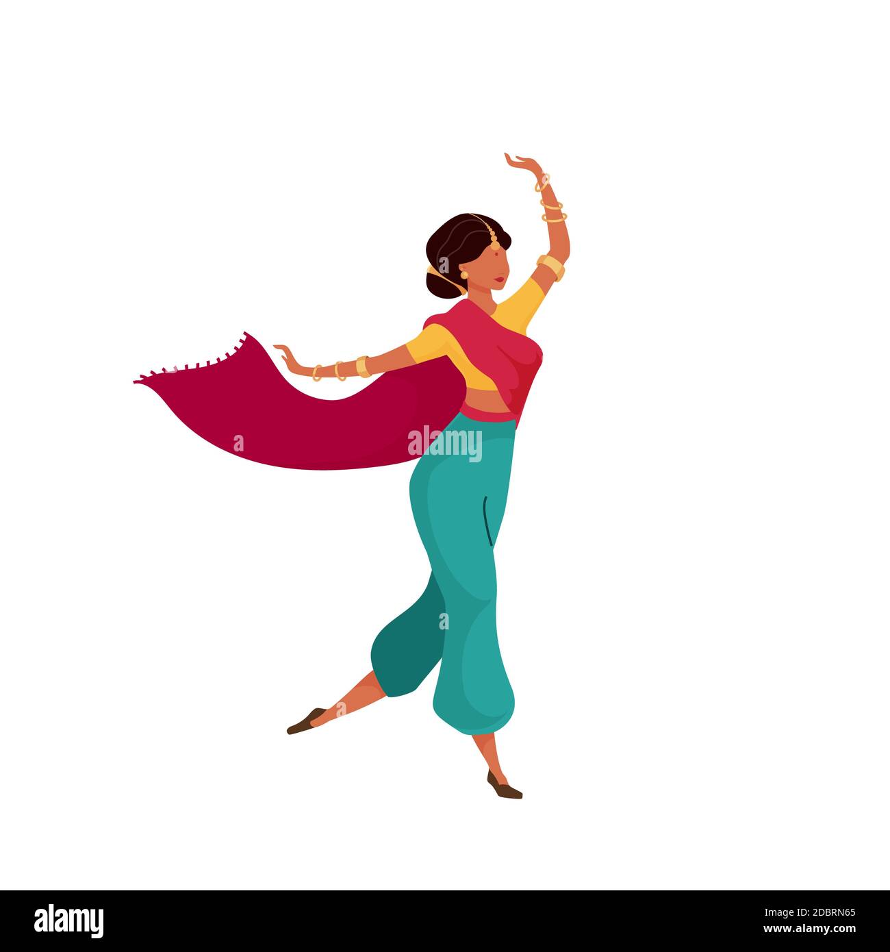 Indian female performer flat color vector faceless character. Traditional  diwali celebration. Dancer in ethnic clothes. Teej festival isolated cartoon  Stock Photo - Alamy