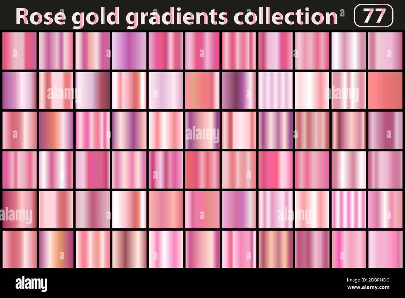 Rose gold gradient set. Metallic pink swatch collection modern color ...