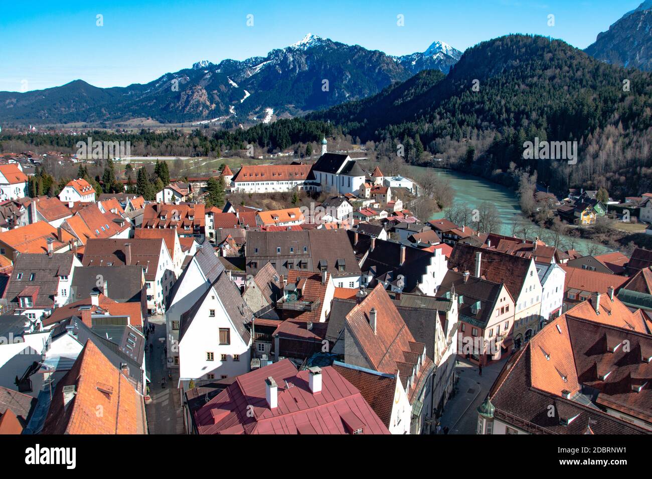 View over the german town Füssen in the Allgäu in Bavaria Stock Photo