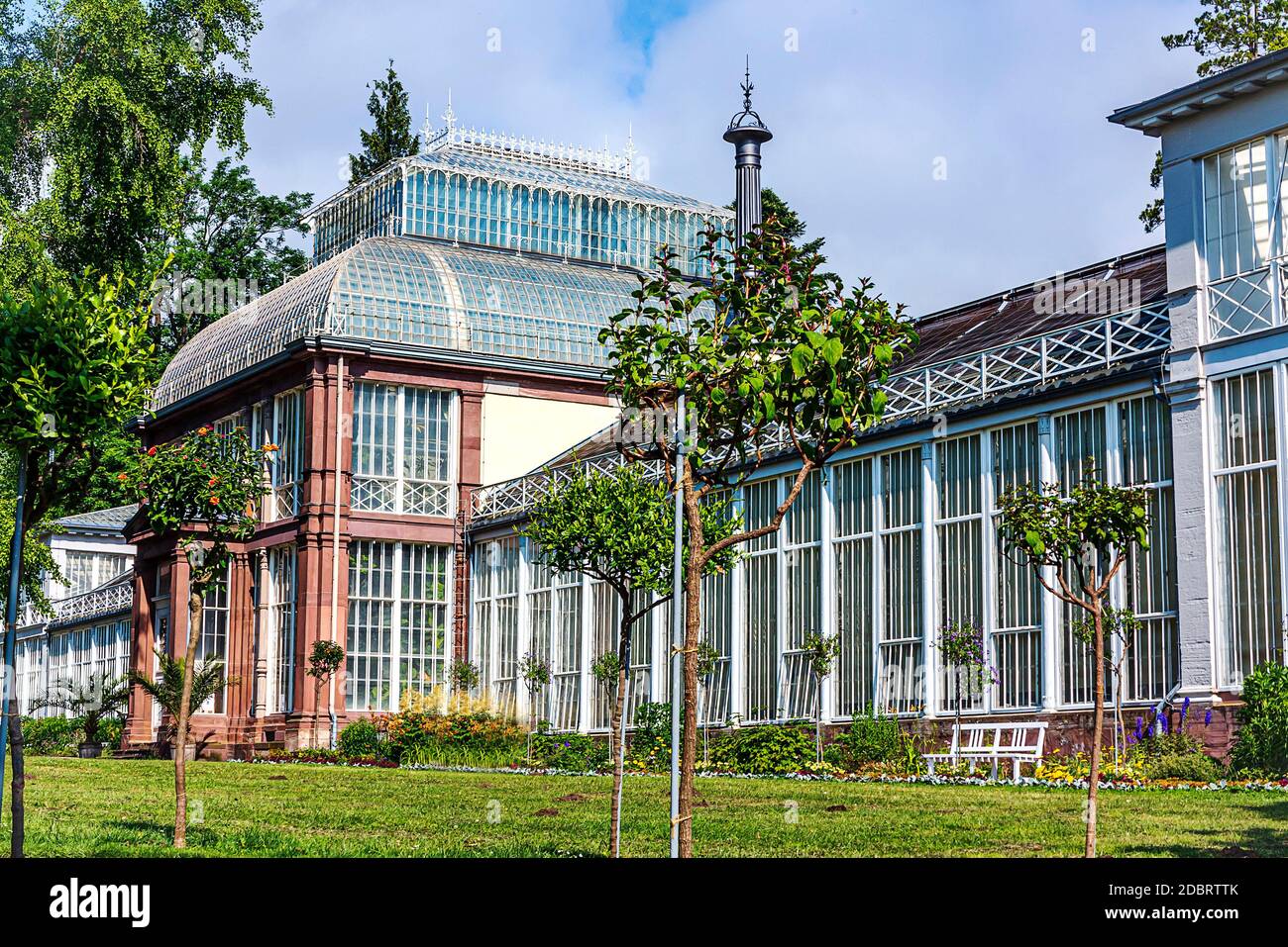 Kassel, Germany- the Greenhouse in the immediate vicinity of Wilhelmshoehe Palace in Castle Park .Today it is used as an astronomy and physical cabinet. Stock Photo
