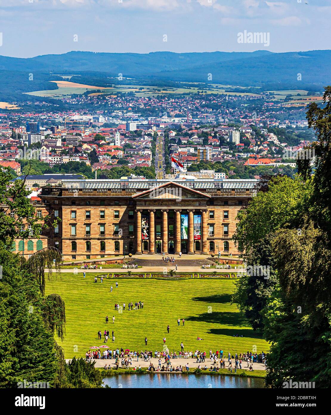 Panoramic View of Kassel with Wilhelmshoehe Castle, Hesse, Germany Stock Photo