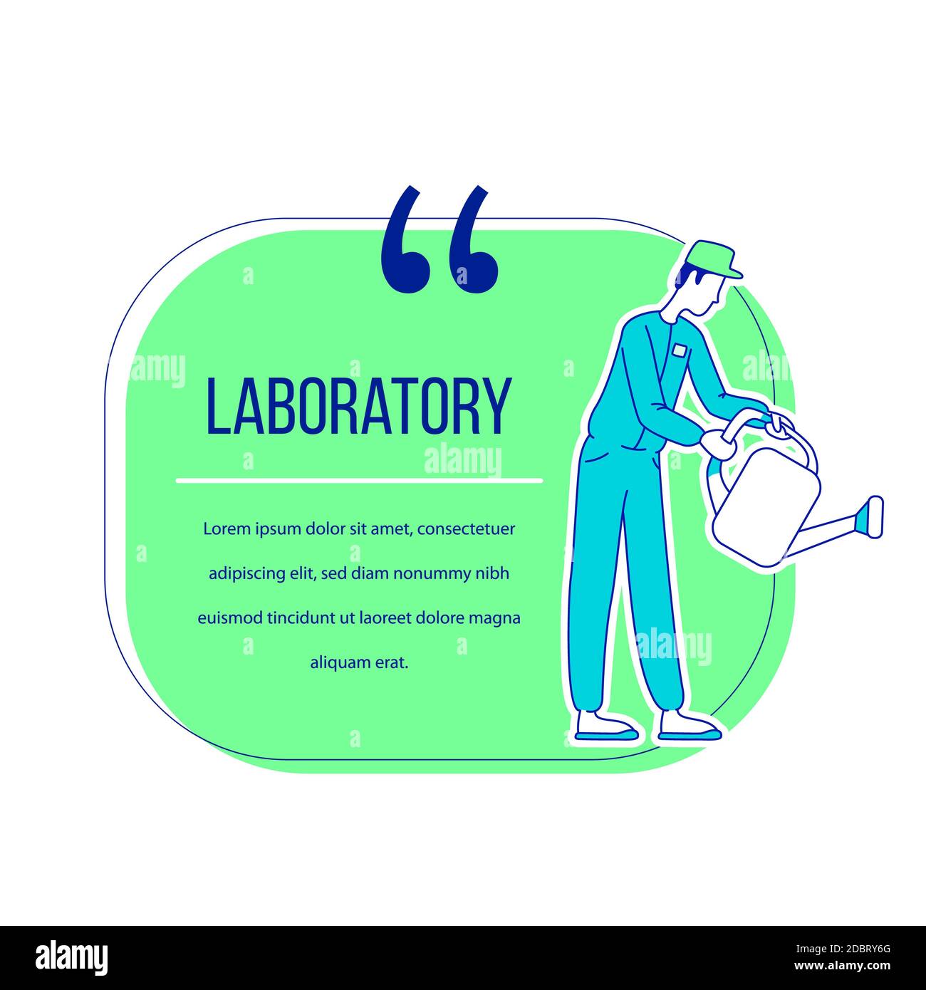 Laboratory Flat Silhouette Vector Character Quote Citation Blank Frame Template Botanist With Watering Can Plant Growth Speech Bubble On White Bac Stock Photo Alamy