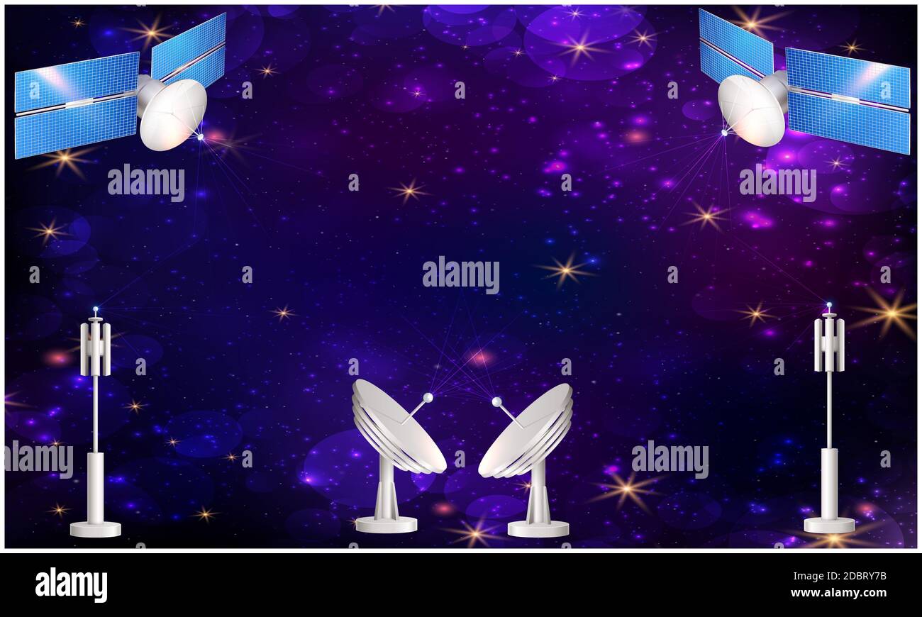 space communications between antenna with satellite Stock Photo Alamy
