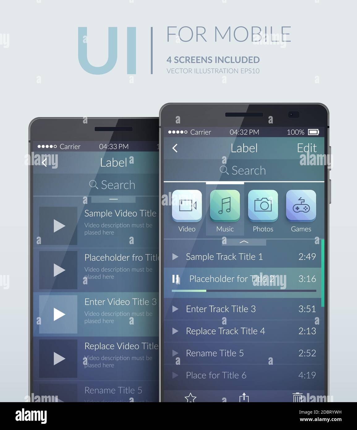 UI design concept for mobile phone on light background flat vector ...