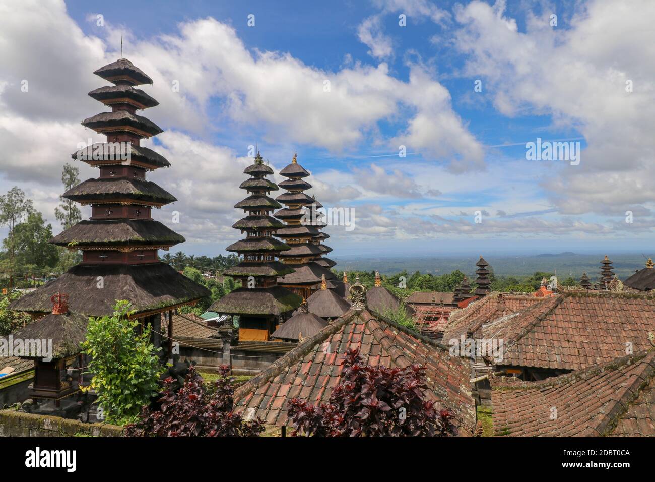 Interesting View to the Amazing Roofs of the Besakih Temple, Bali, Indonesia. Stock Photo