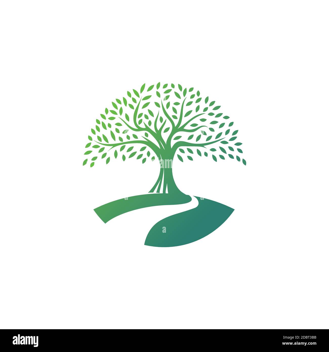 Tree logo design vector template.River tree illustration Stock Vector