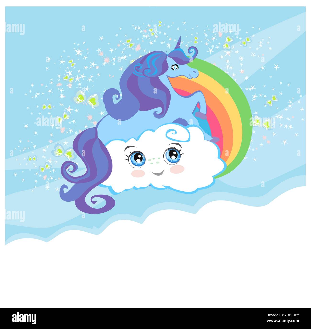 Card with a cute unicorn rainbow Stock Photo - Alamy