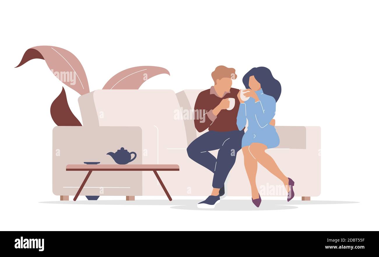 Couple on date flat color vector faceless characters. Boyfriend and  girlfriend in cafe. Man and woman hugging and drinking coffee isolated  cartoon ill Stock Photo - Alamy