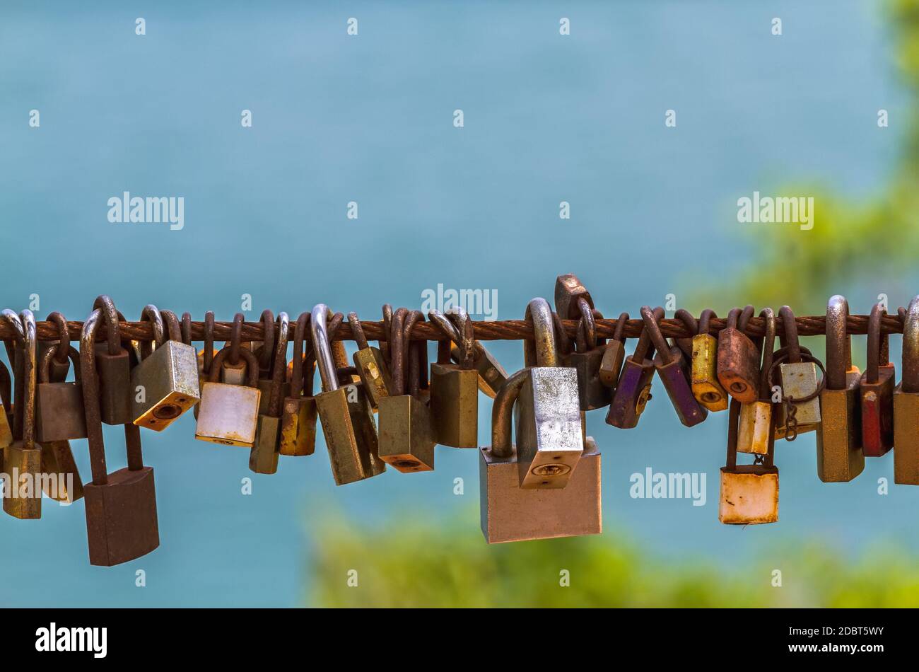 Many Love locks on the bridge on fence symbol of eternal love ...