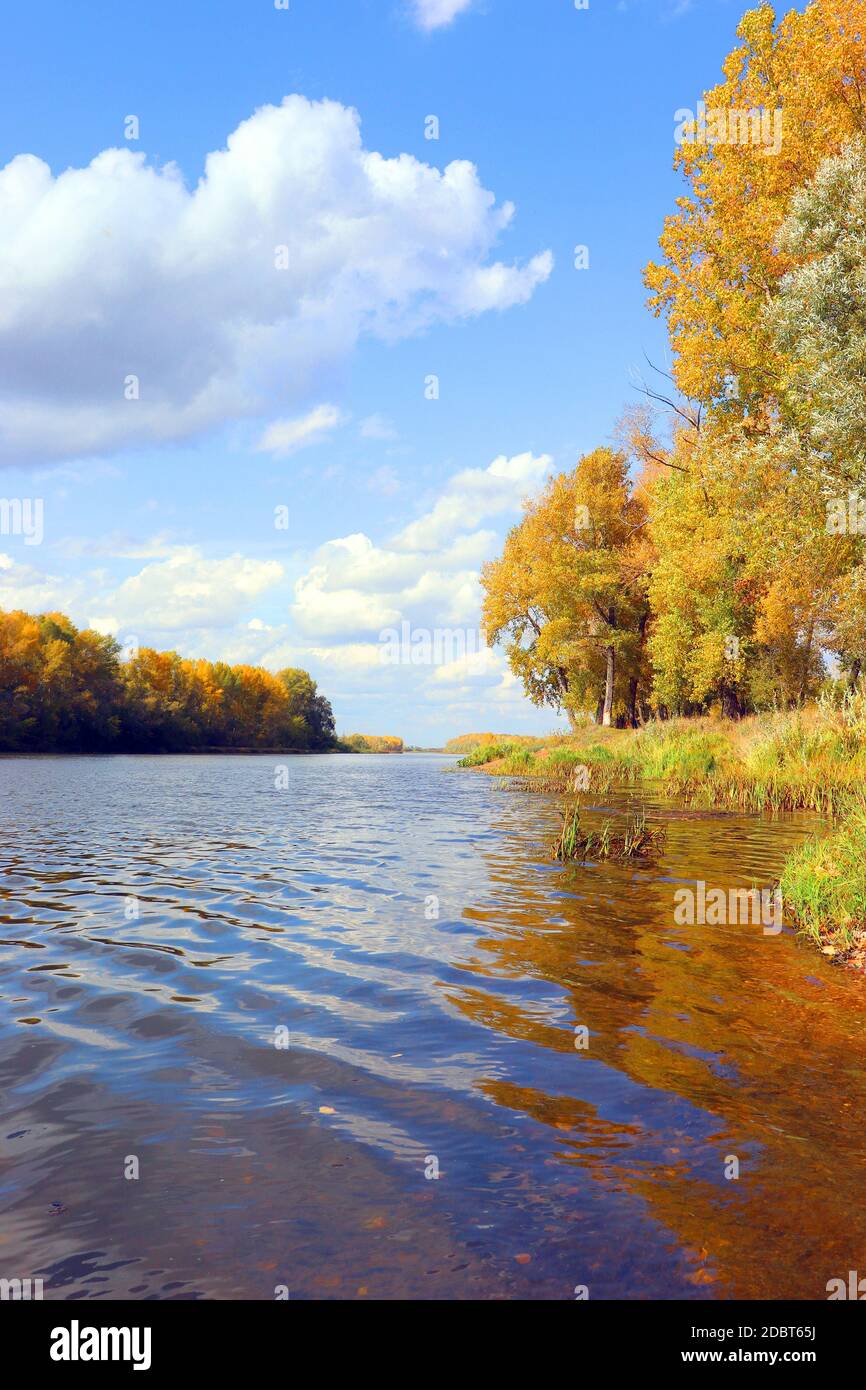 autumn landscape with river and trees Stock Photo - Alamy