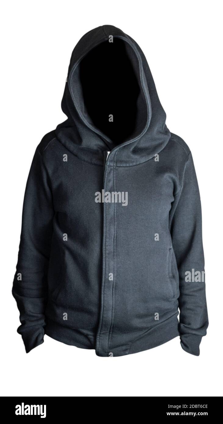 Black hoodie, sweatshirt mockup, isolated on white background Stock Photo
