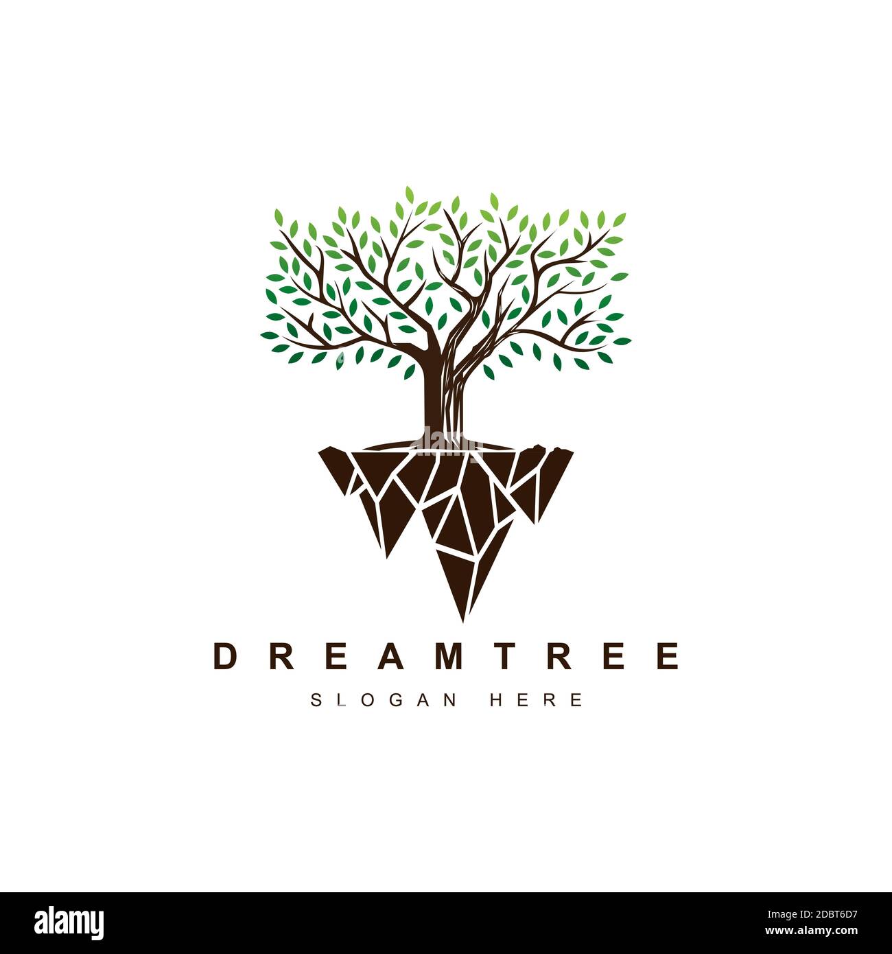 Dream tree logo illustration logo design template.Tree on the sky icon Stock Vector