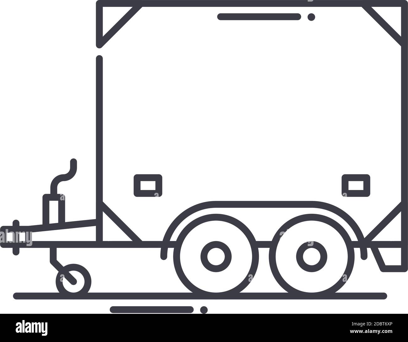 Trailer truck icon, linear isolated illustration, thin line vector, web