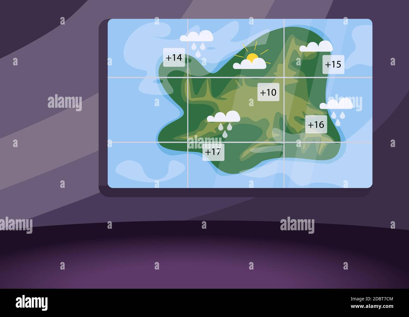 Weather Forecast Studio Flat Color Vector Illustration Empty Meteo News Studio 2d Cartoon Interior With Atmospheric Precipitation Map On Background Stock Photo Alamy