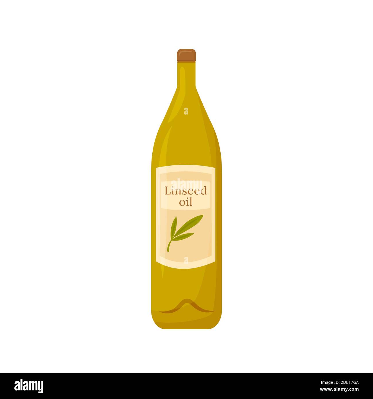 Linseed oil in glass bottle cartoon vector illustration