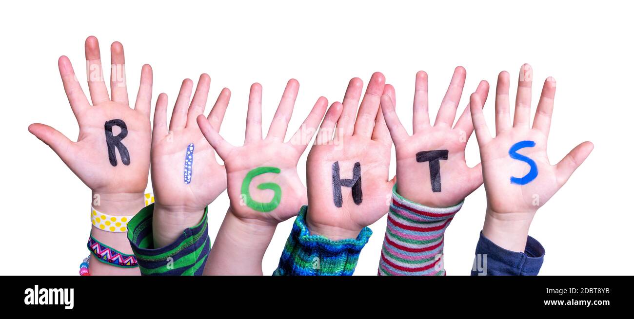 Children Hands Building Colorful English Word Rights. White Isolated ...