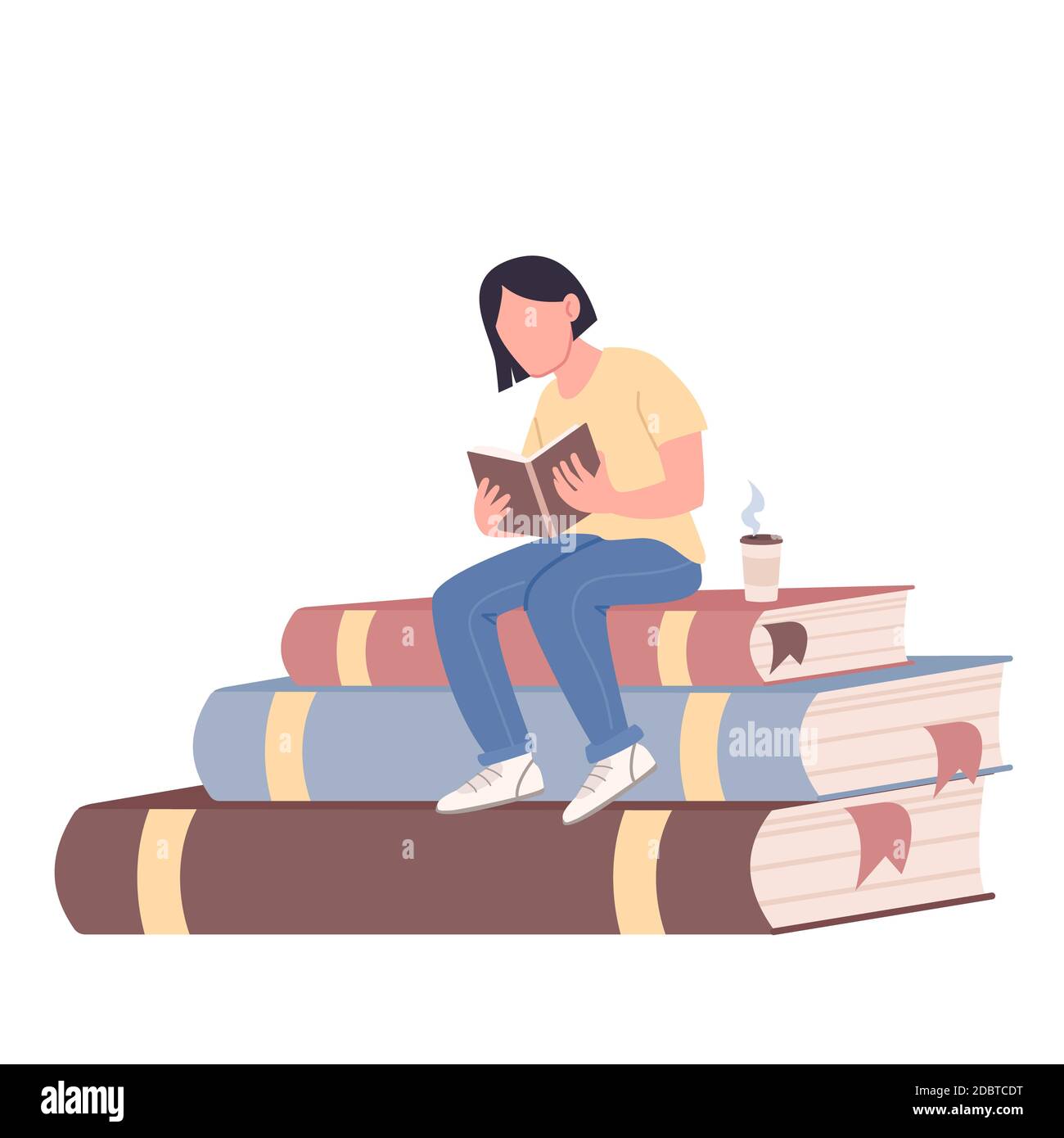 Self Education Flat Concept Vector Illustration Young Girl College Pupil Studying Hard 2d Cartoon Character For Web Design Literature Hobby Academ Stock Photo Alamy