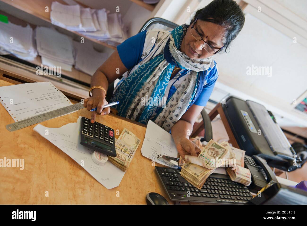 TAMIL NADU, INDIA February 2016 Bank desk Stock Photo Alamy