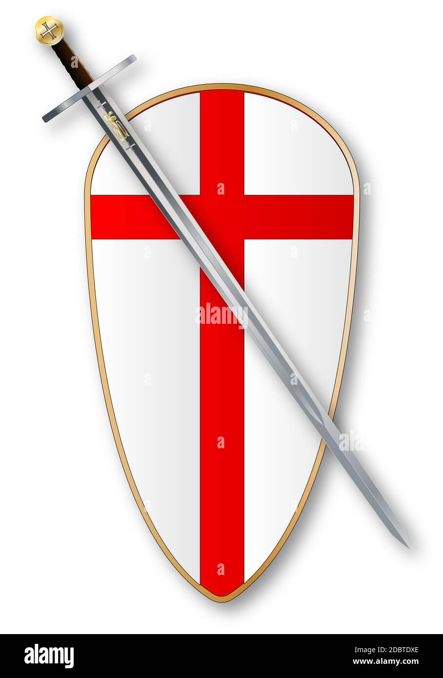 The traditional sword and shield associated with a crusader isolated on ...