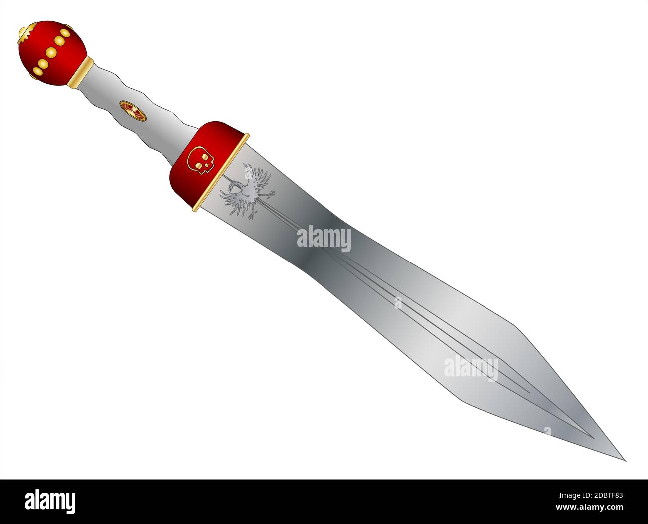A sword as used by the Roman soldiers and gladiators isolated on a white background. Stock Photo