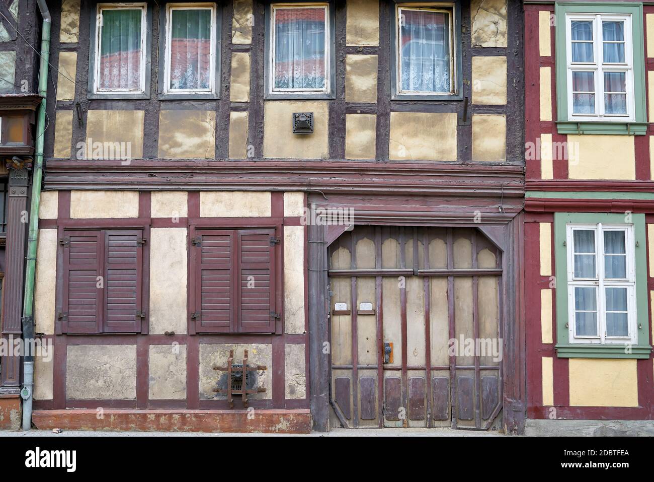 old half-timbered house in need of renovation in the old town of Wernigerode in Germany Stock Photo