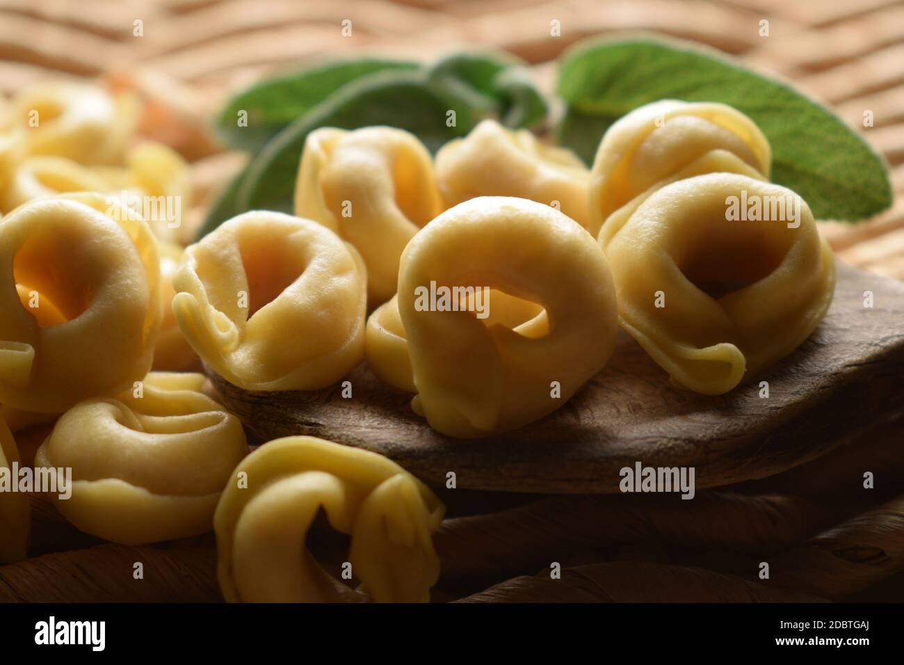 Close up of raw tortellini Stock Photo
