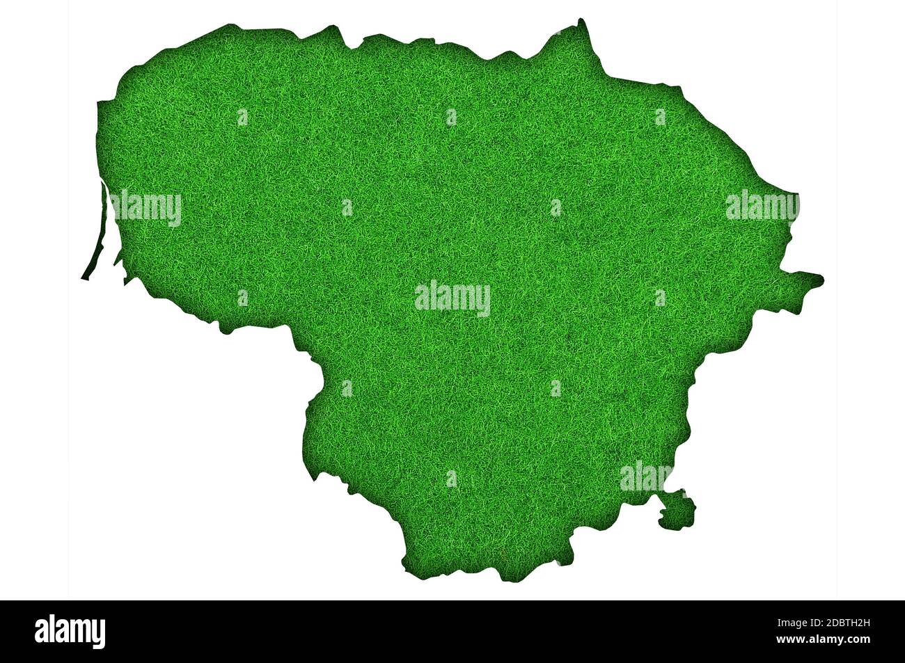 Map of Lithuania on green felt Stock Photo