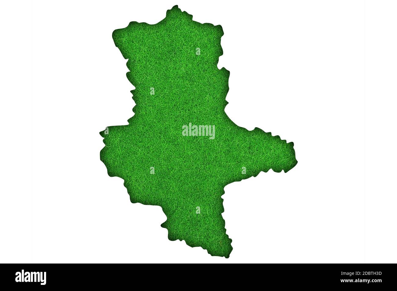 Map of Saxony-Anhalt on green felt Stock Photo