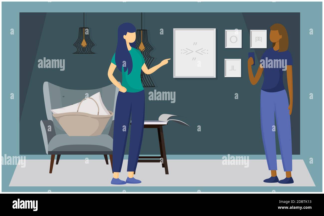 two girls are talking to each other at home Stock Photo - Alamy