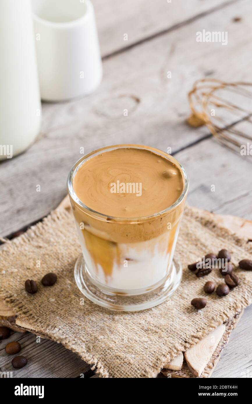 Coffee trend dalgona coffee, whipped instant coffee. cream coffee, iced coffee Stock Photo Alamy