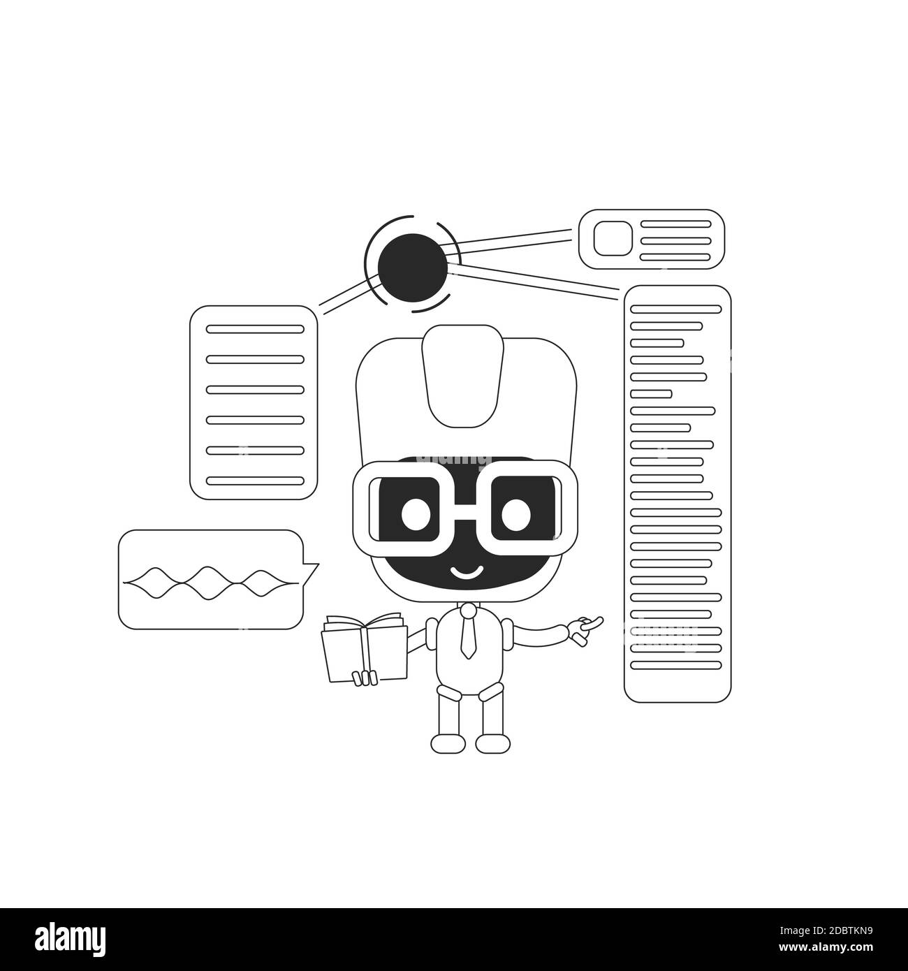 Super bot thin line concept vector illustration. Online support robot  giving tips 2D cartoon character for web design. Artificial intelligence,  smart Stock Photo - Alamy