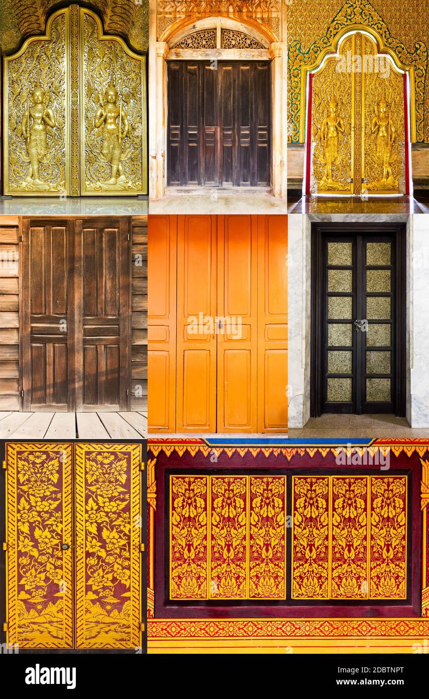 Total door stly thai in temple ,Thailand Stock Photo