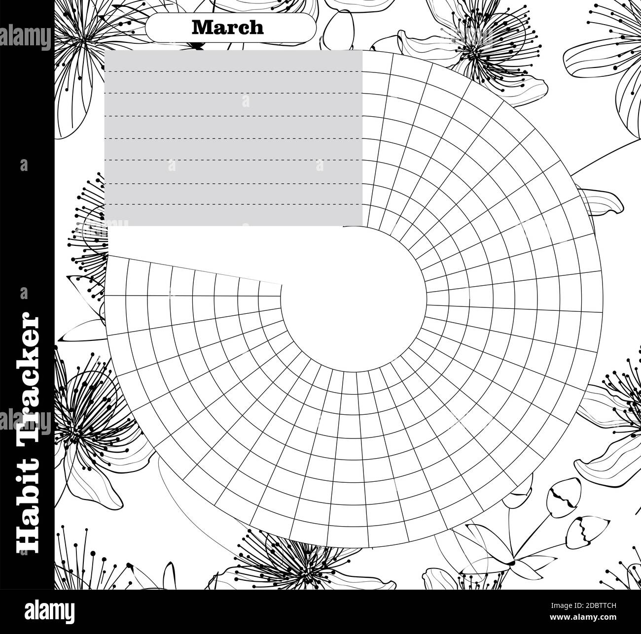 Habit tracker is empty. Bullet magazine template. Monthly planner. Vector illustration. Organizer for printing, diary, planner for important purposes. Stock Photo