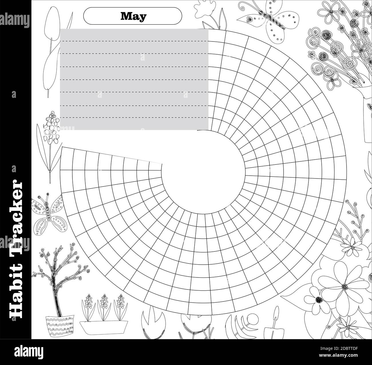 Monthly habit blank tracker template. June. A familiar tracker ...