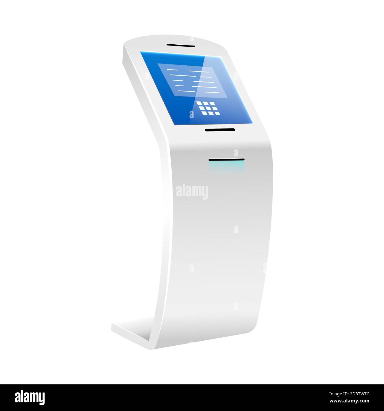 Automated teller machine realistic vector illustration. Self service financial kiosk flat color object. Bank terminal with sensor display isolated on Stock Photo