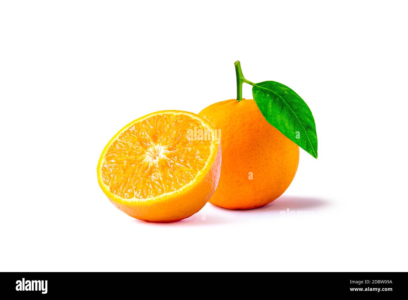 Oranges and citrus slices, fruits with high vitamin C, isolated on a