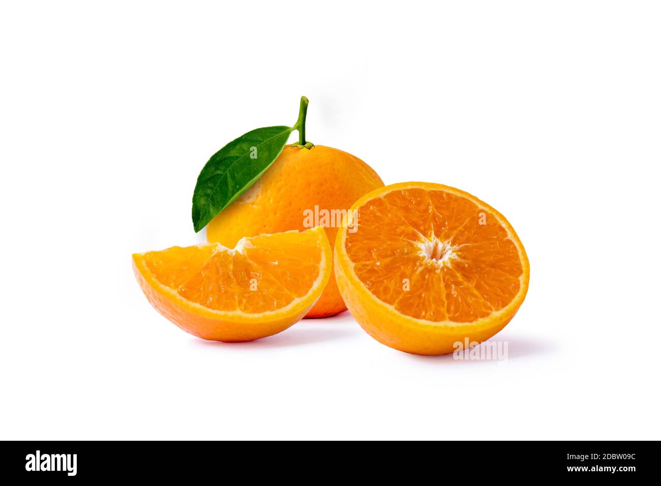 Oranges and oranges slices isolated on a white background. Stock Photo