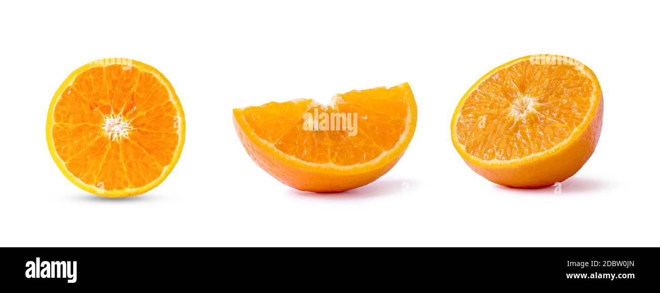 Different oranges collection isolated on white background. Stock Photo