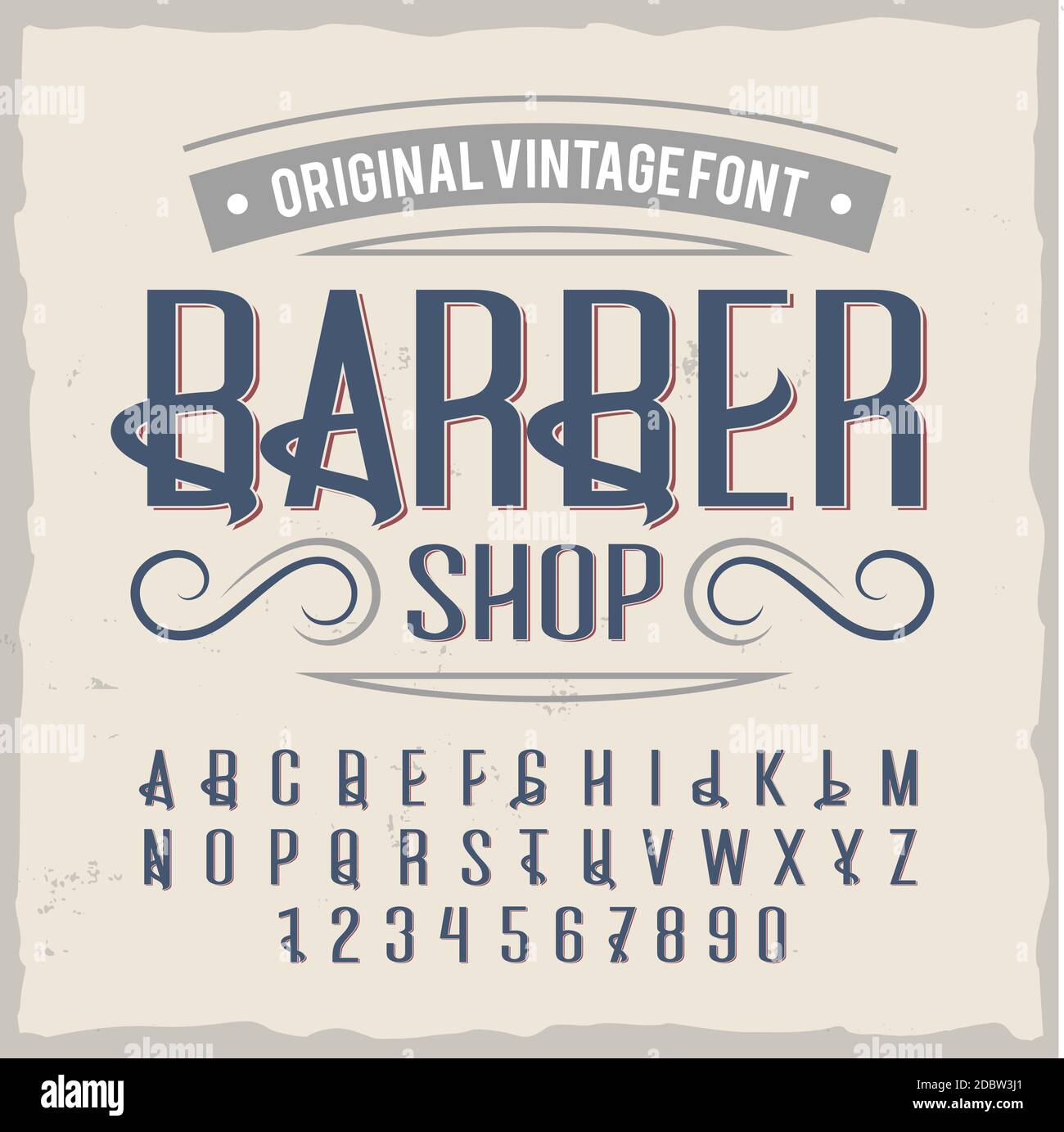 Vintage label typeface named "Barber". Good handcrafted font for any label design. Stock Vector
