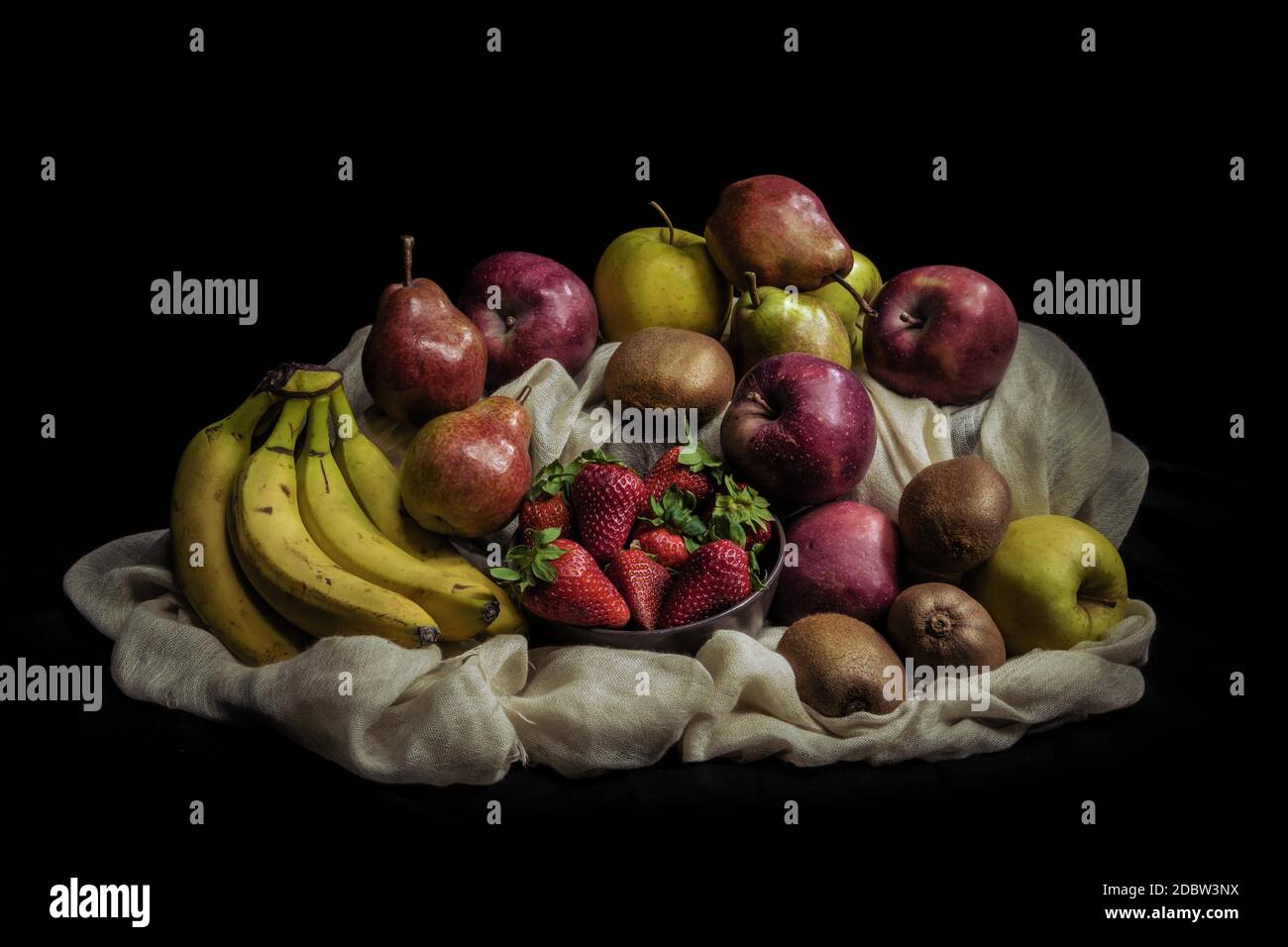 Artistic healthy fruit in light painting Stock Photo