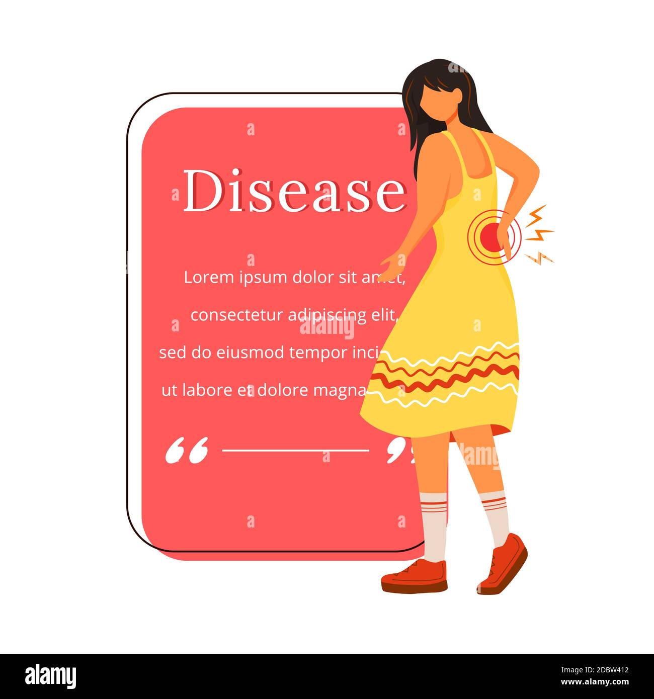Quotes About Back Pain Disease Flat Color Vector Character Quote. Woman With Back Pain. Illness  Symptom. Health Care. Sickness Sign. Citation Blank Frame Template. Speech  Bu Stock Photo - Alamy