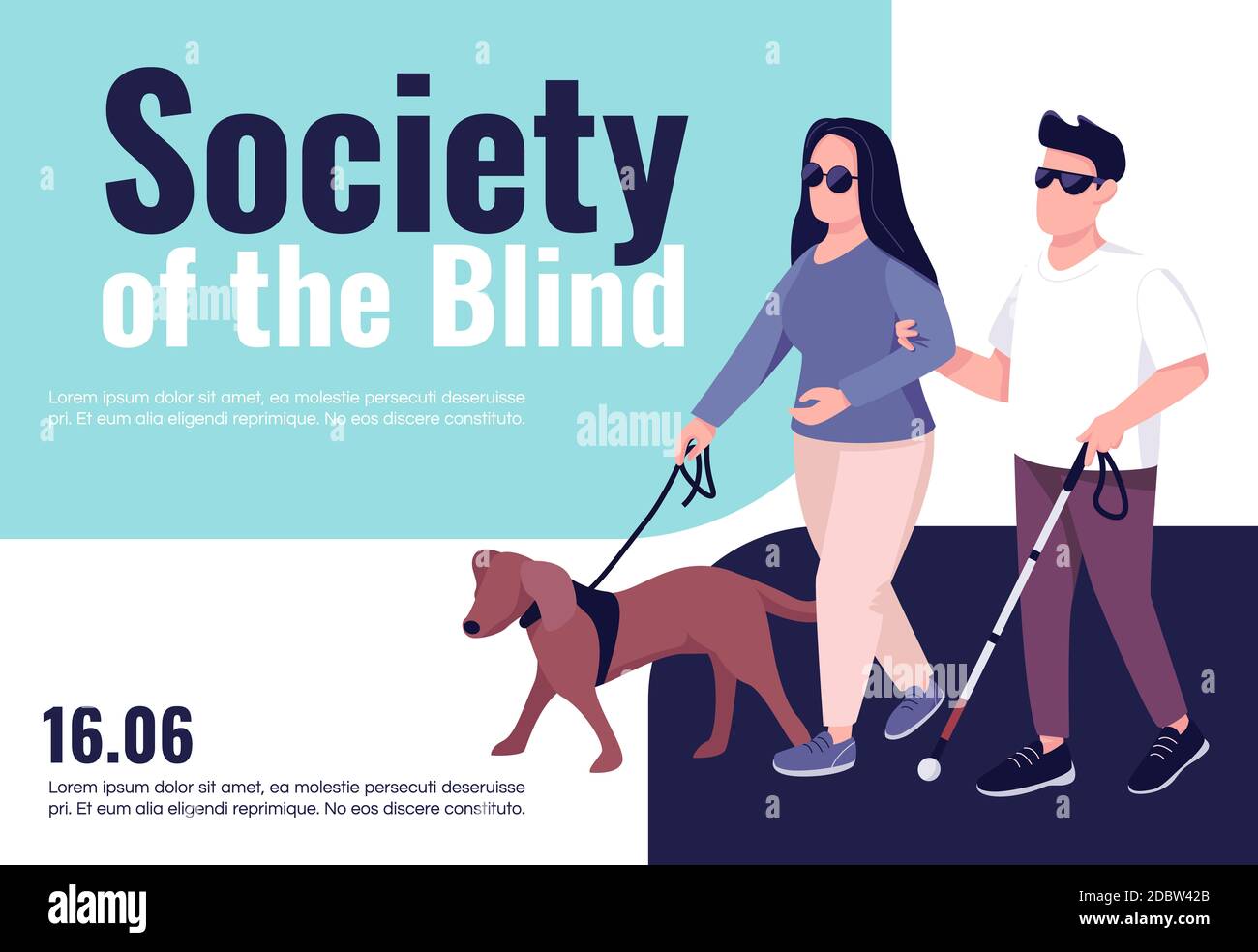 Blind people inclusion banner flat vector template. Brochure, poster concept design with cartoon characters. People with eyesight problem support hori Stock Photo - Alamy Blind people inclusion banner flat vector template. Brochure, poster concept design with cartoon characters. People with eyesight problem support hori Stock Photo - Alamy