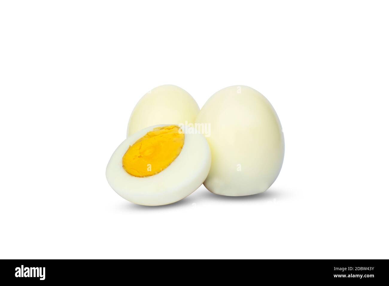 Boiled eggs are a highly nutritious food, isolated on a white background, a healthy food concept for those who want to lose weight or control their di Stock Photo