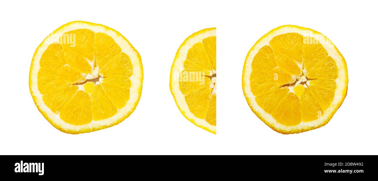 Slice of orange fruit isolated on white background Stock Photo - Alamy