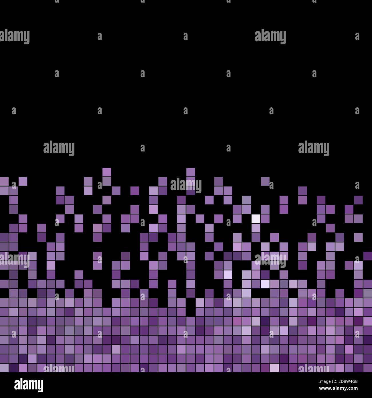 abstract square pixel mosaic background - violet on black Stock Photo ...