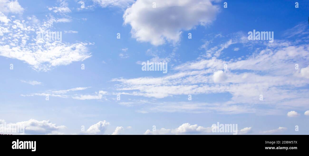 The beauty of blurred white clouds and blue skies as well as fresh air. Stock Photo