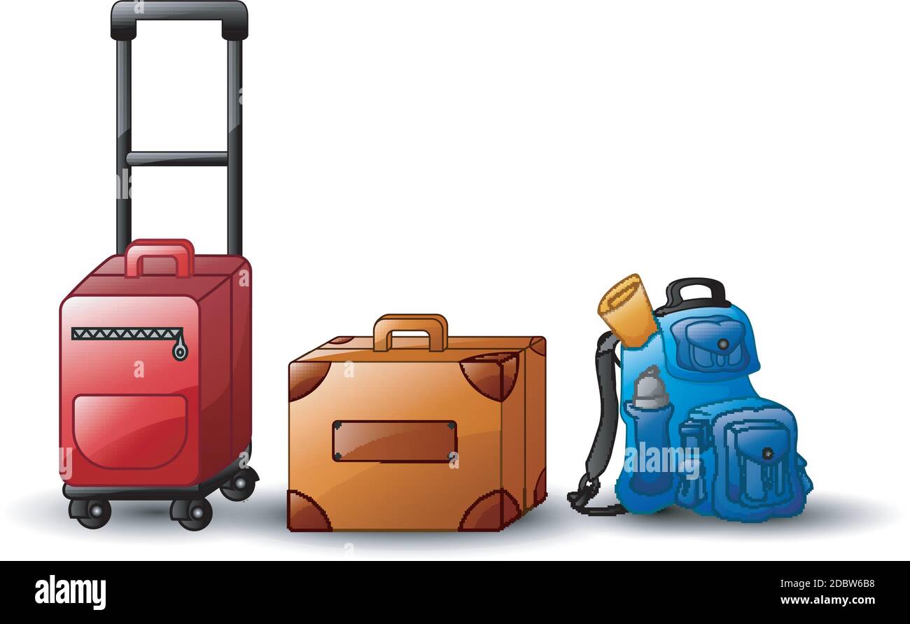 Vector illustration of Set of icons travel bags Stock Vector Image ...
