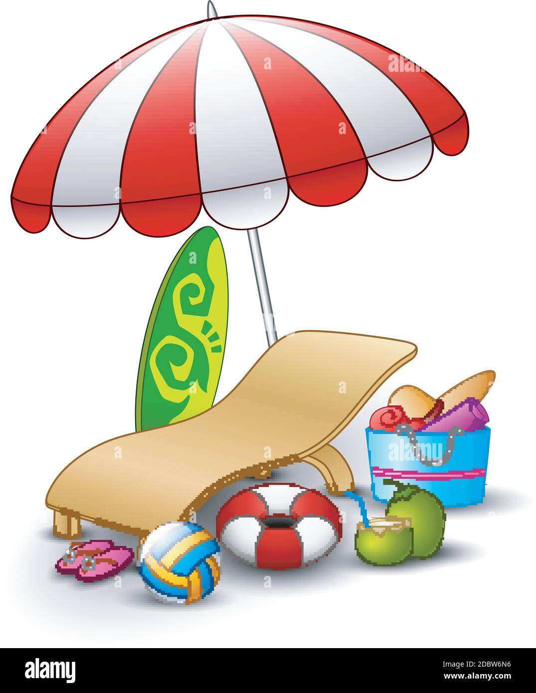Vector illustration of Summer beach set Stock Vector Image & Art - Alamy