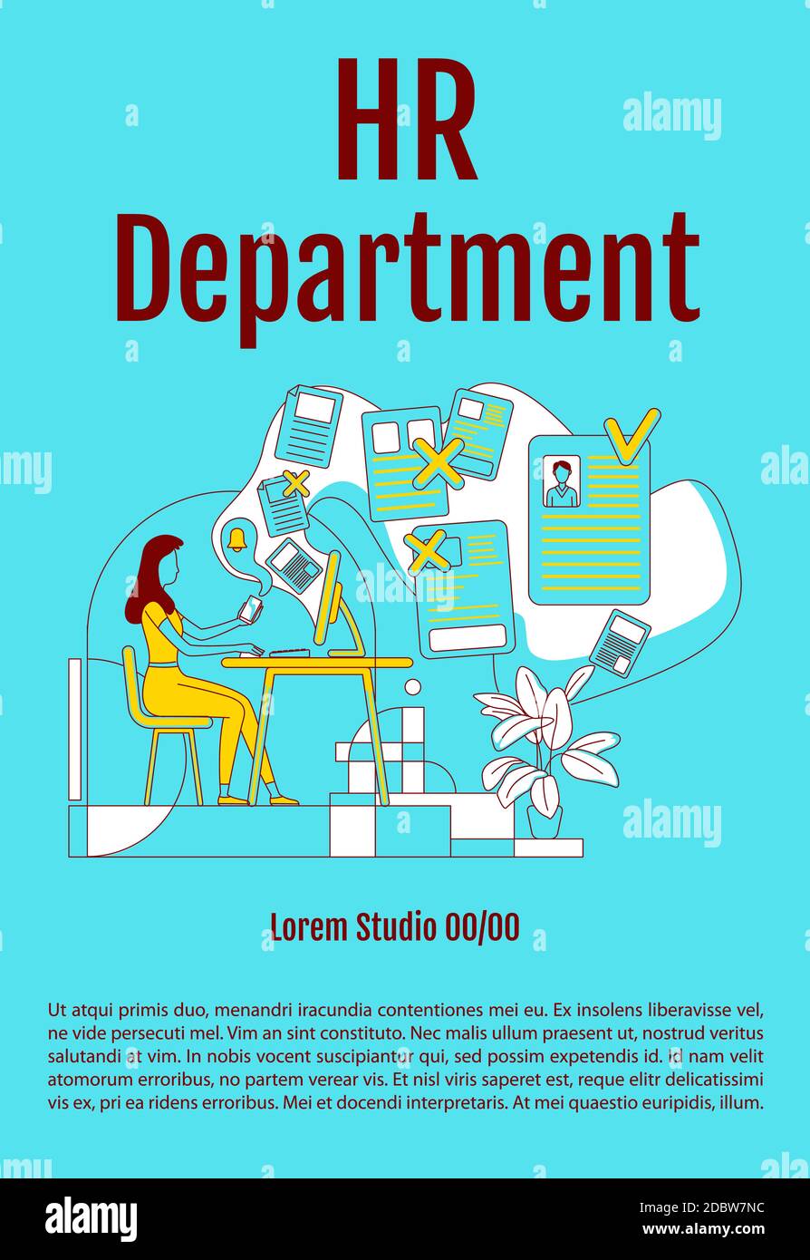 HR department poster flat silhouette vector template. Human resources