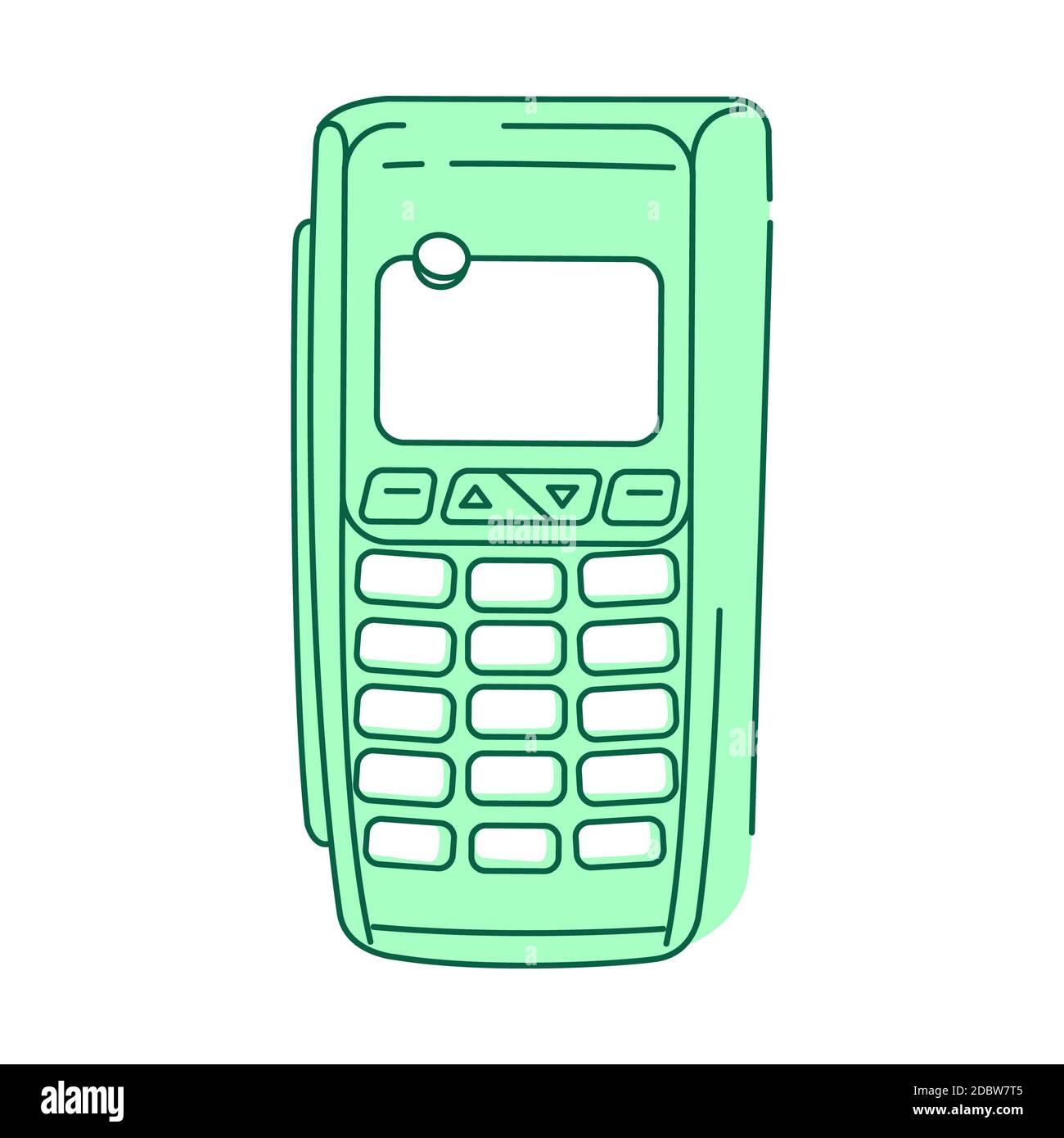 NFC device, payment terminal green linear object. Credit card scanning